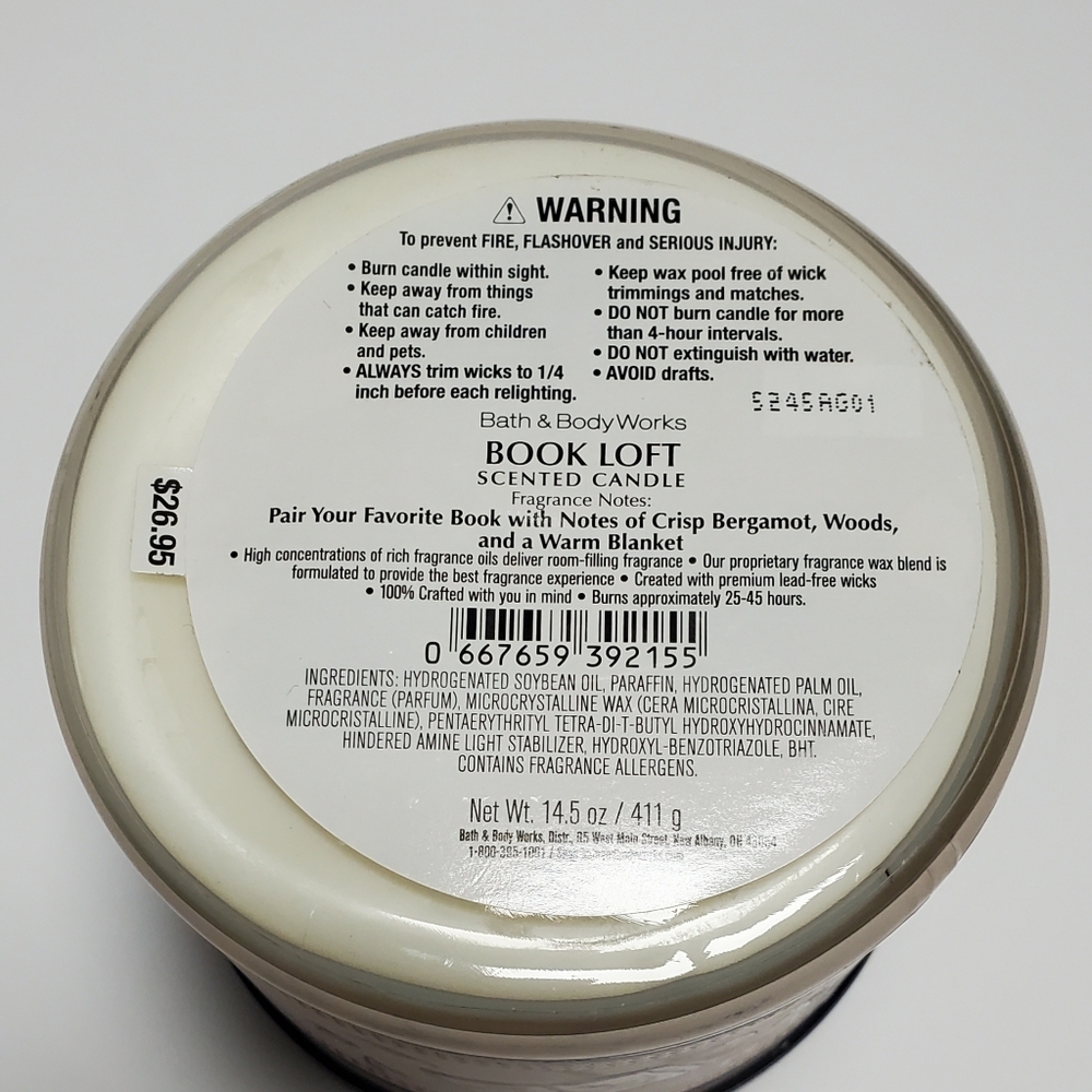 New Bath & Body Book Loft 3- Wick Candle - Picture 5 of 5